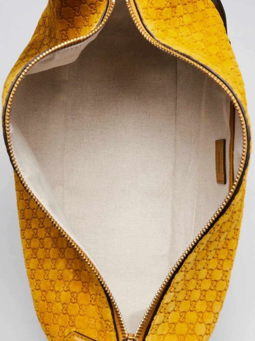 Gucci Yellow Micro Guccissima Embossed Suede Half Moon Horsebit Shoulder Bag - Picture 10 of 11